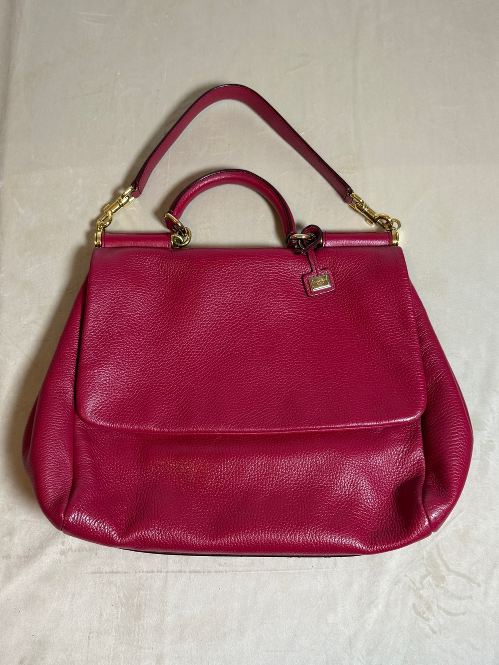 Dolce & Gabbana Miss Sicily Red Leather Top Handle Shoulder Bag